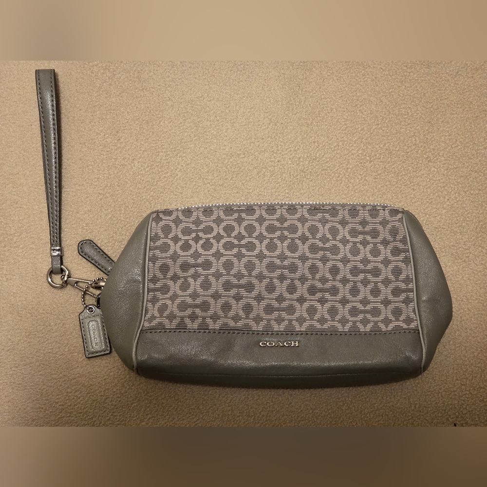 Vintage Coach Monogram wristlet /clutch /cosmetic bag